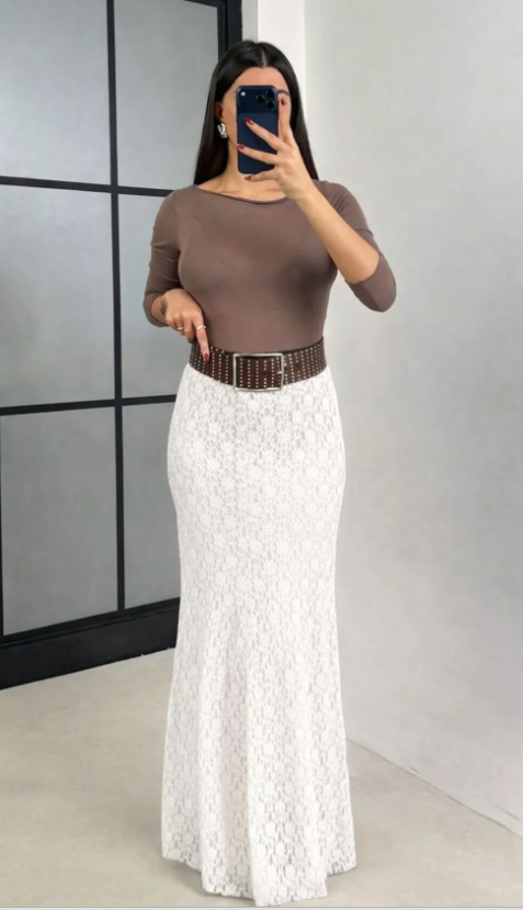 Dantelli Balık Etek - Beyaz